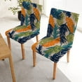 thumbnail image 2 of Blue Green Orange Floral Stretch Chair Covers Slipcovers Set of 6 Printed Stretchable Dining Chair Slipcover Washable Removable for Kitchen,Hotel,Restaurant Abstract Dining Chair Covers, 2 of 5