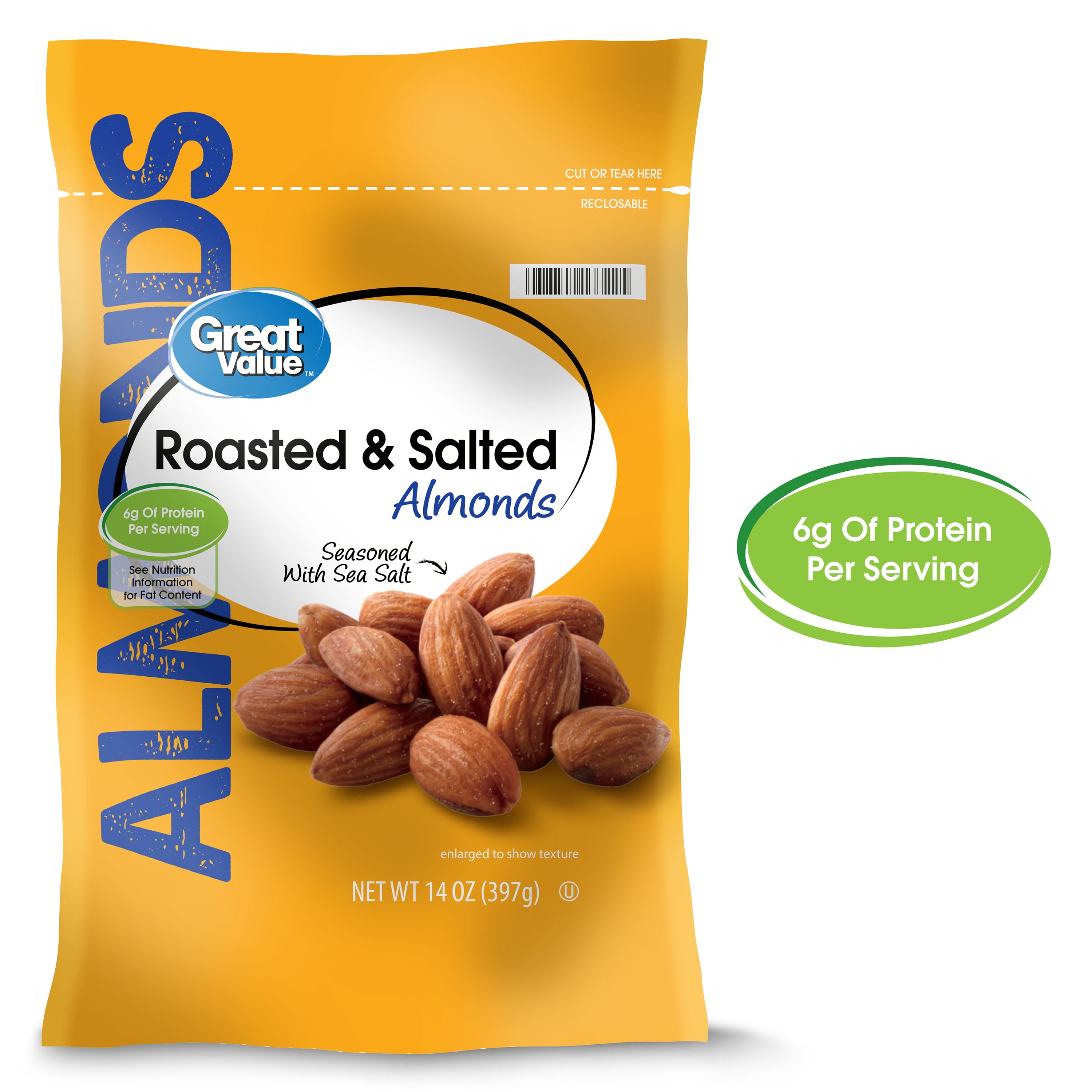 Great Value Roasted & Salted Almonds, 14 Oz