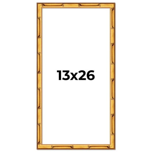 13x26 Frame Gold Bamboo Picture Frame - Complete Modern Photo Frame Includes UV Acrylic Shatter