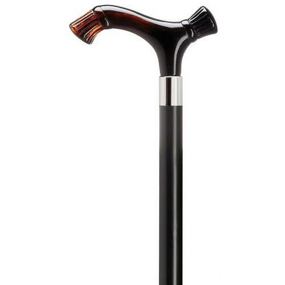Walking Cane Carved Derby Cane Black Maple Shaft, Shell Handle