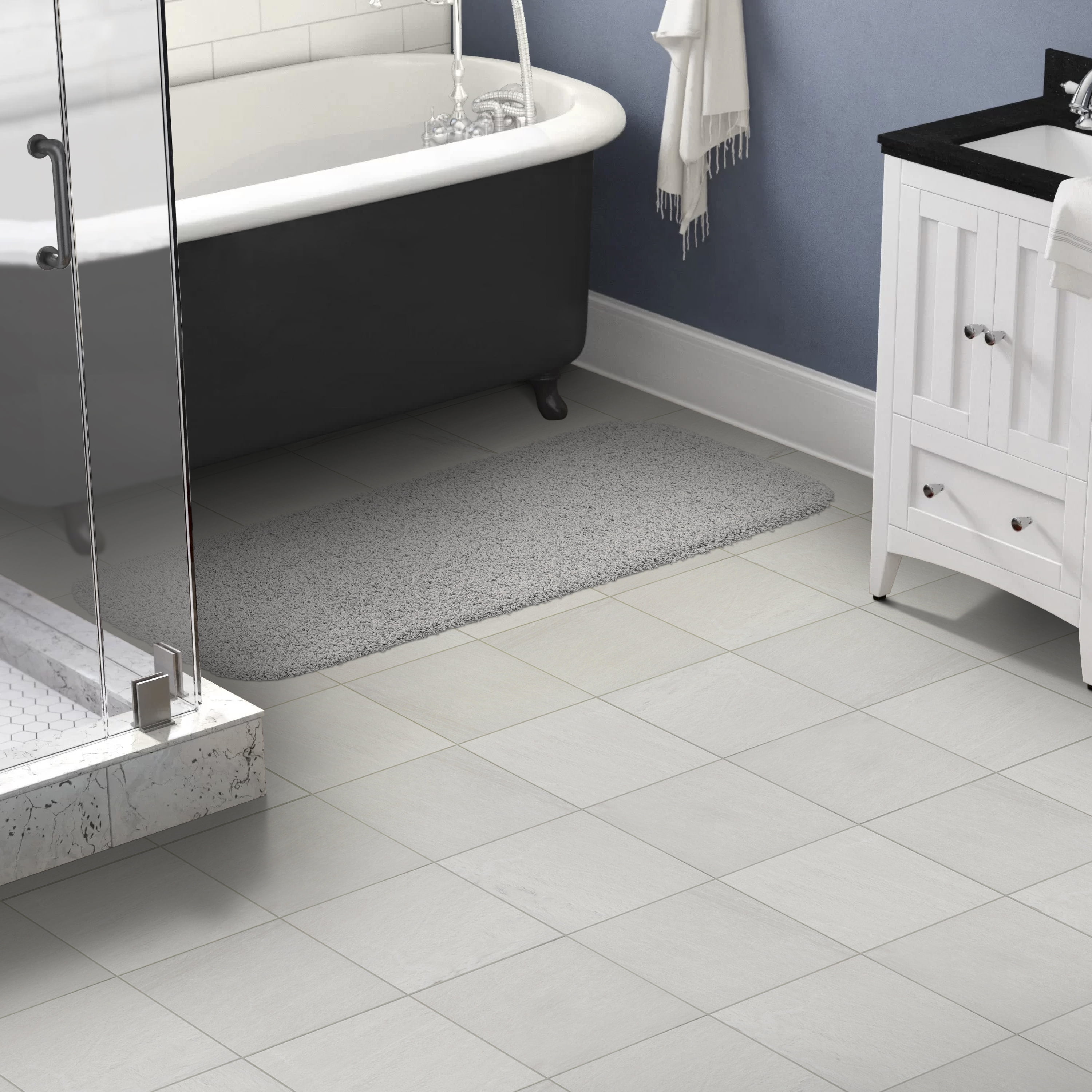 Garland Rug Jazz Washable Nylon Platinum Gray Bathroom Runner, 22" x 60"