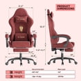 thumbnail image 4 of Luxvie Velvet Fabric Gaming Chair with Footrest High Back Ergonomic Gamer Chair with Headrest and Massage Lumbar Cushion Racing Reclining Video Game Chair for Adults, Red, 4 of 10