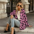 thumbnail image 4 of Garronmavis Women's Lightweight Cardigan Sweater Cover Up for Beach Long Sleeve Long Cardigan Knit Jacket Y2K Loose Leopard Patch Pink, 4 of 6