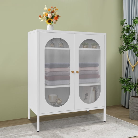 31.5*15.8*40in Modern Free Standing Creamy White Kitchen Storage Cabinet for Living Room, Bedroom