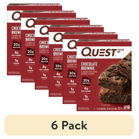 (6 pack) Quest Protein Bar, Chocolate Brownie, 20g Protein, Gluten Free, 4 Count
