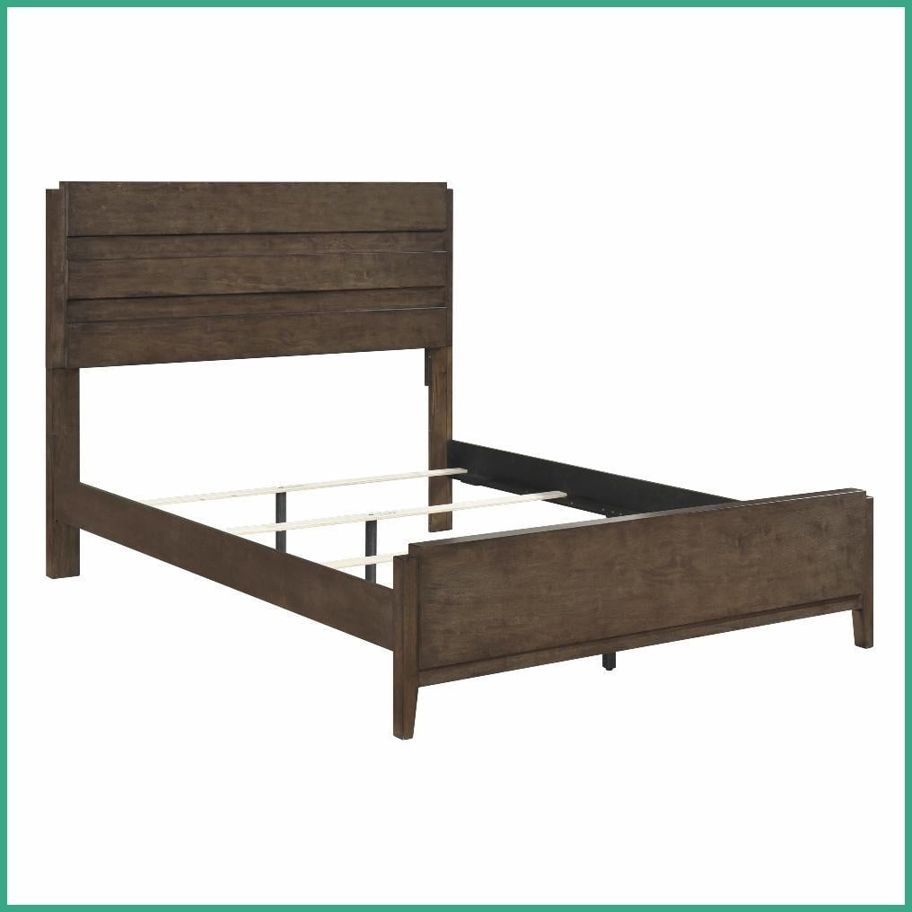 Eastern King Size Solid Rubberwood Panel Bed Frame Dark Walnut Finish for Master Bedroom