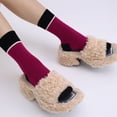 thumbnail image 5 of Women's Cotton Crew Socks - Colorblock Stripes Fashion Ultra-Soft Cute Comfortable Casual Vintage Socks 4 Pairs (US, Numeric, 4, 7, Regular, Regular, Burgundy/Black), 5 of 6