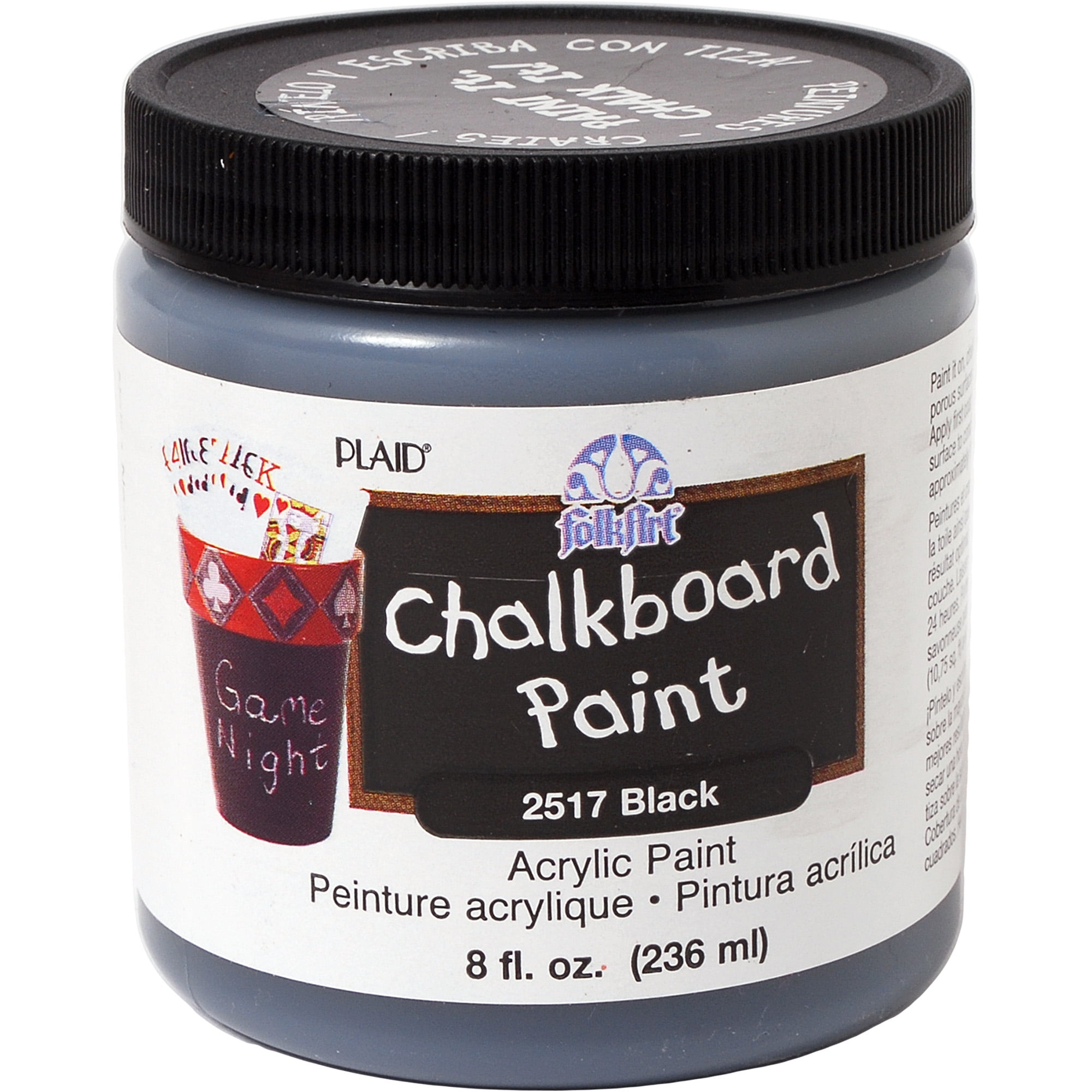 FolkArt 2517 Chalkboard Paint, Matte Finish, Black, 8 fl oz Walmart