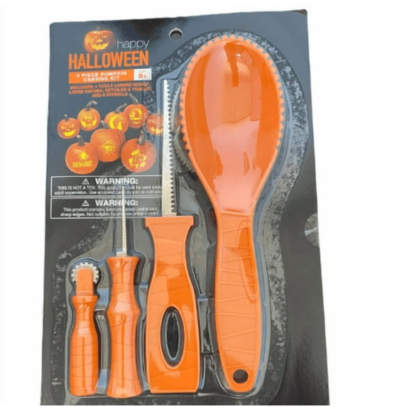 4-Piece Pumpkin Carving Kit with 8 Stencils