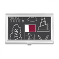 thumbnail image 1 of Drawing City Qatar Flag Petroleum Business Card Holder Case Pocket Box Wallet, 1 of 3