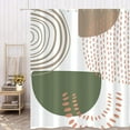 thumbnail image 2 of Boho Shower Curtain, Mid Century Modern Minimalist Green and Beige Neutral Machine Washable Waterproof Fabric for Bathroom Decor Bathtub with Hooks 72x72, 2 of 6