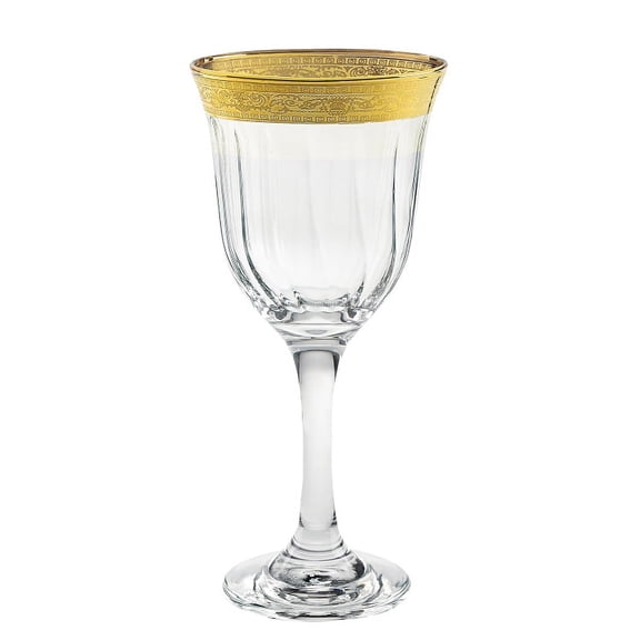 Elegant and Modern Glass Made Drinkware Set for Hosting Parties and Events - 9 oz. Red Wine Set of 6, Gold