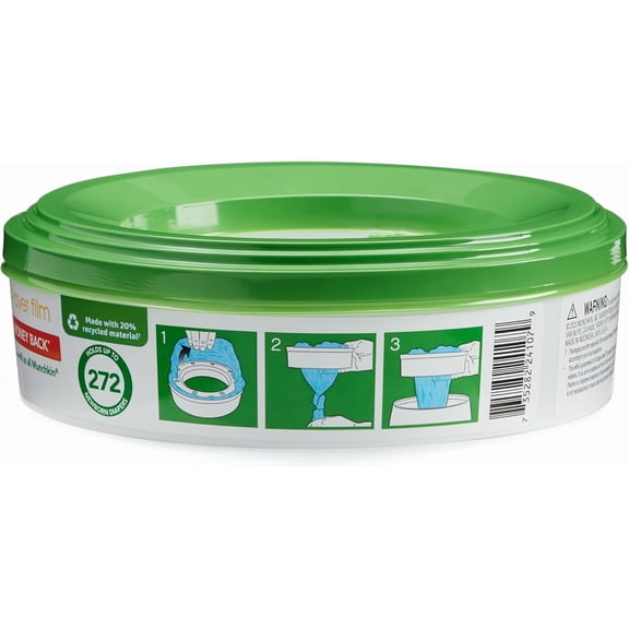 ® Refill Rings for Diaper Genie® and Munchkin® Diaper Pails, Holds up to 1,088 Newborn Diapers, 4 Pack