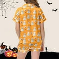 thumbnail image 5 of CONFREE Unisex Kids Halloween Pajamas Set Short Sleeve Cartoon Pumpkin Ghost Sleepwear Tops Pant Hallowmas Loungewear Set Cozy Jammies, 5 of 5