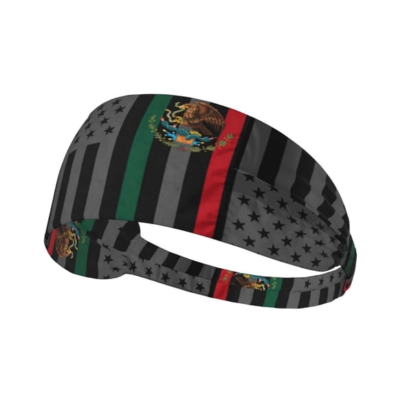 Unisex Mexico-America-Flag Sweatband Sports Headband For Running Cycling Yoga Workout Stretchy Hairband