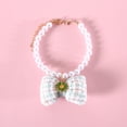 thumbnail image 2 of Pebbuoy Pet Collar Faux Pearl Pet Necklace with Bow Decorations Adjustable Cat Neck Circle Jewelry Pet Supplies, 2 of 7