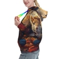thumbnail image 2 of Fotbe Maple Leaf Meditating Squirrel Pattern Womens Long Sleeve Hoodie, Pullover Hooded Sweatshirt, Kangaroo Pocket Hoodie with Eye-catching Drawstrings-Small, 2 of 7