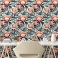 thumbnail image 2 of Ambesonne Peony Peel & Stick Wallpaper for Home, Jumble Flowery Melancholia, 13"x100", Coral Slate Blue Peach, 2 of 5