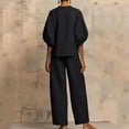 thumbnail image 5 of Two Piece Outfits for Women Zip Front Top Wide Leg Pants Set Casual Summer Matching Set Loose Fit Tracksuit,Black L, 5 of 5
