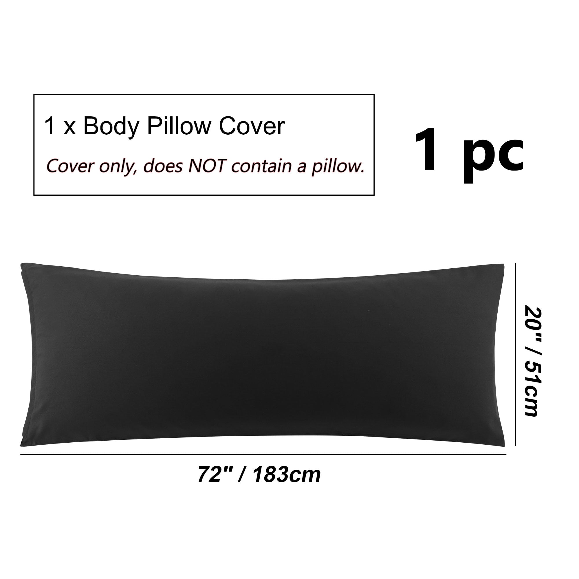 Unique Bargains 1 Pack Brushed Microfiber Body Pillowcase, 20" x 72", Black