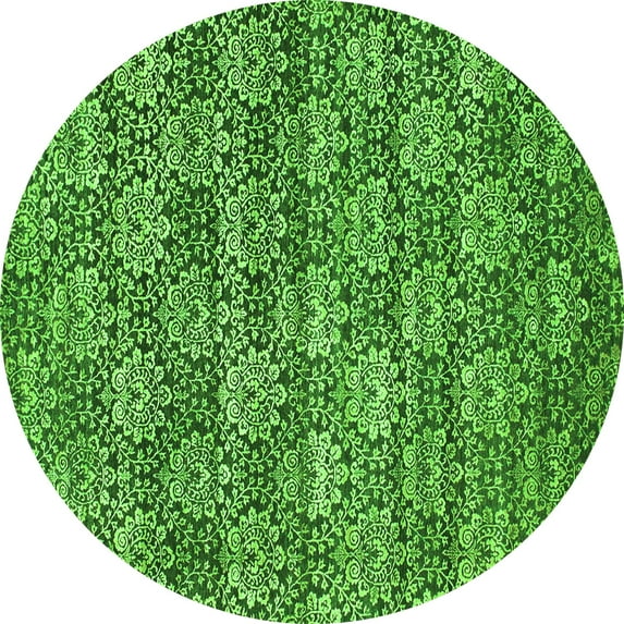 Ahgly Company Indoor Round Abstract Green Contemporary Area Rugs, 4' Round