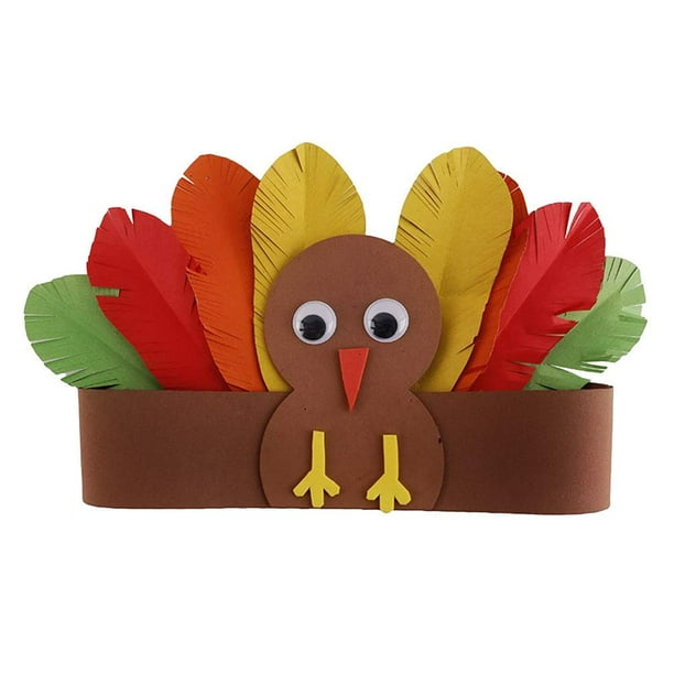 Kits de manualidades de pavo de Acción de Gracias, sombrero de pavo de Acción de Gracias, sombrero hecho a mano DIY, actividades de juego de fiesta de Acción de Gracias y suministros de decoración Adepaton FLD-4162