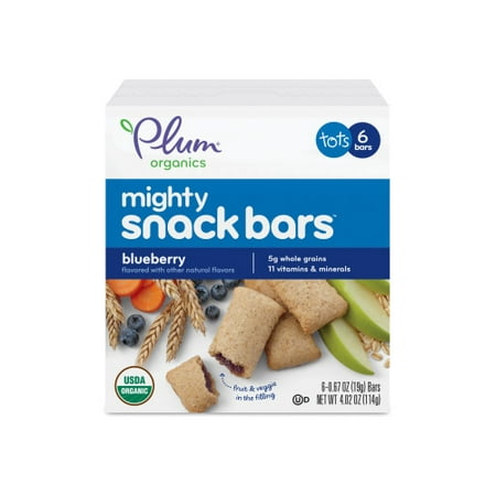 Plum Organics Mighty Snack Bars, Toddler Snacks, Blueberry, 4.02oz (8 Packs of 6, Total of