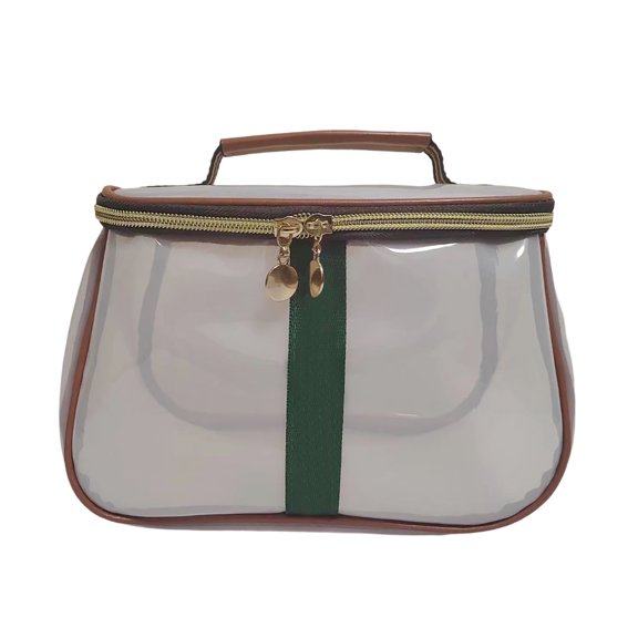 Retro Vanity Bag Large Capacity Makeup Organizer for Women - Transparent Toiletry Bag and Portable Storage Solution for Travel and Everyday Cosmetics