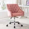 thumbnail image 5 of Swivel Chair, Desk Armrest and Wheels-Upholstered Cross Legged Wide, Comfortable Adjustable Swivel Armchair Vanity Chair Nice Task Chair, Pink, 5 of 7