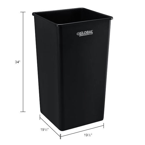 Global Industrial Square Plastic Garbage Can, 55 Gallon, Black