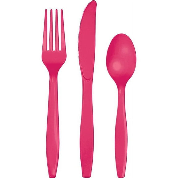 288 Count Bulk Pack Hot Magenta Assorted Plastic Cutlery