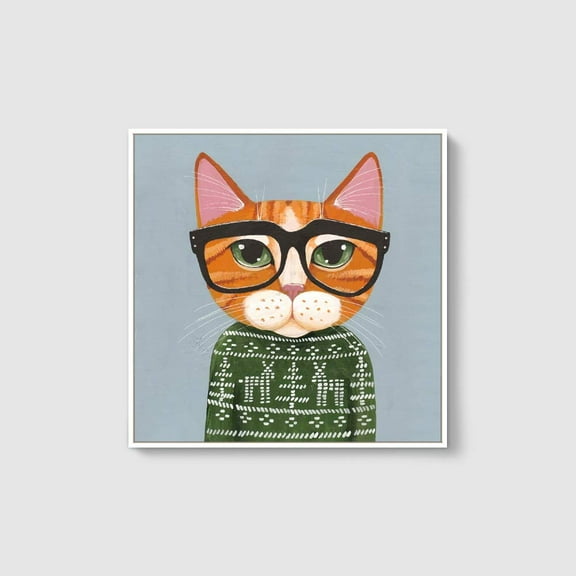 wall26 Framed Canvas Wall Art for Living Room, Bedroom Whimsical Animal Illustration XII Canvas Prints for Home Decoration Ready to Hang - 16x16 inches