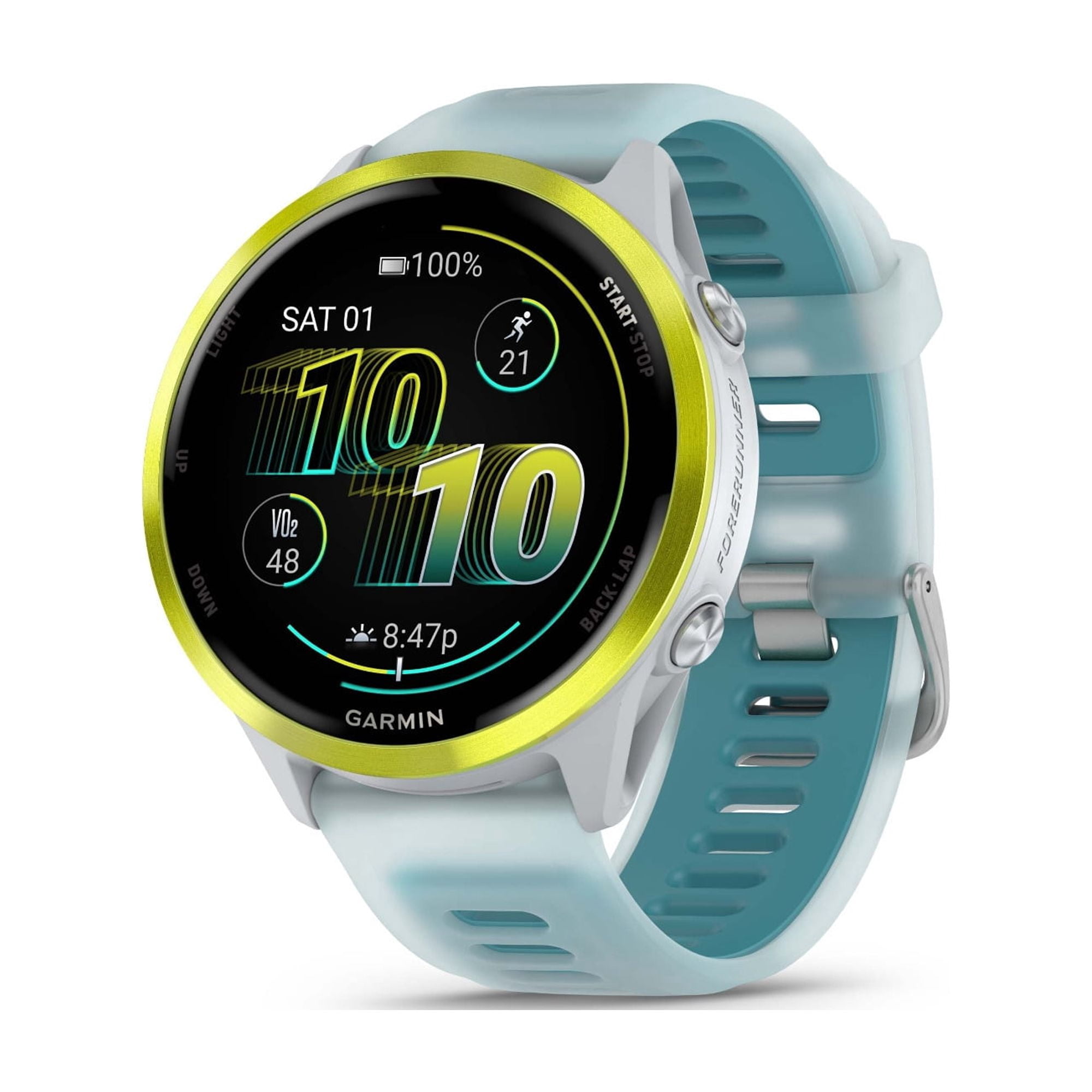 Garmin Forerunner 570 GPS Running Smartwatch (Amp Yellow/Whitestone Turquoise) Outdoor Bundle