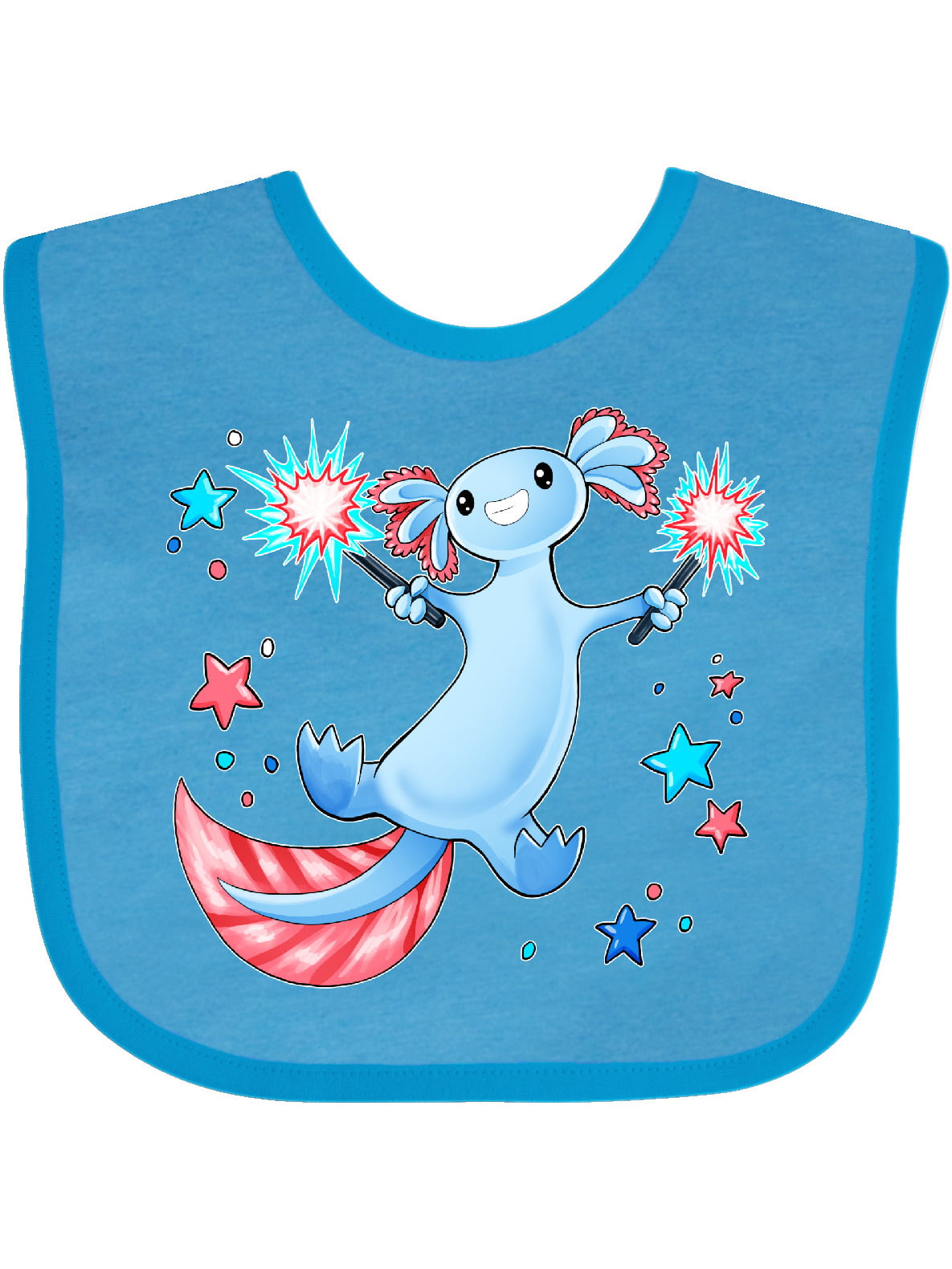 4th Of July Cute Blue Axolotl With Sparklers And Stars Baby Bib Walmart Com Walmart Com