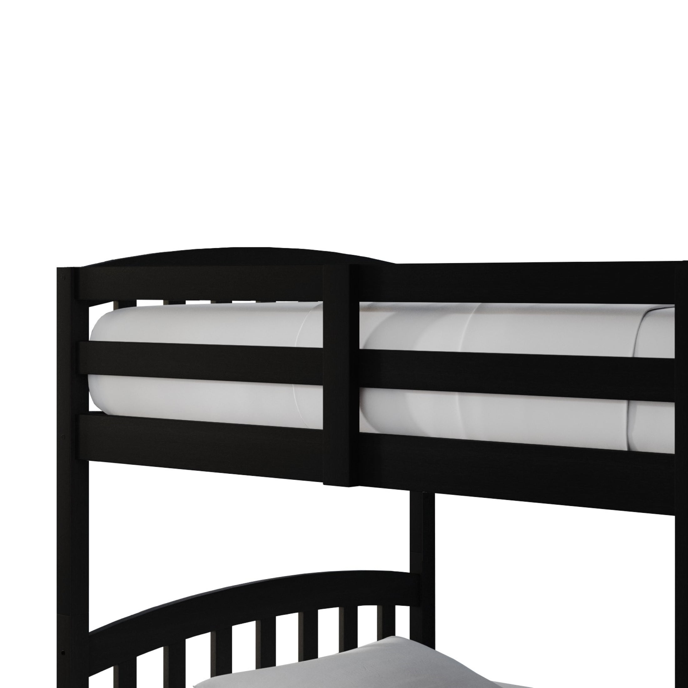 Castle Place Mid-Century Twin over Twin Wooden Convertible Bunk Bed, Black