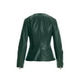 thumbnail image 2 of Luis Leather Women's Peplum Drowned Green Genuine Lambskin Biker Leather Jacket X-Large, 2 of 4