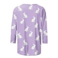 thumbnail image 4 of Cavosen Happy Easter Women Tops 3/4 Sleeve Tops Summer Bunny Print Pullover Shirts Crewneck Festival Blouse Vacation Holiday T Shirts Casual Dressy Stylish Tees Purple XL, 4 of 5