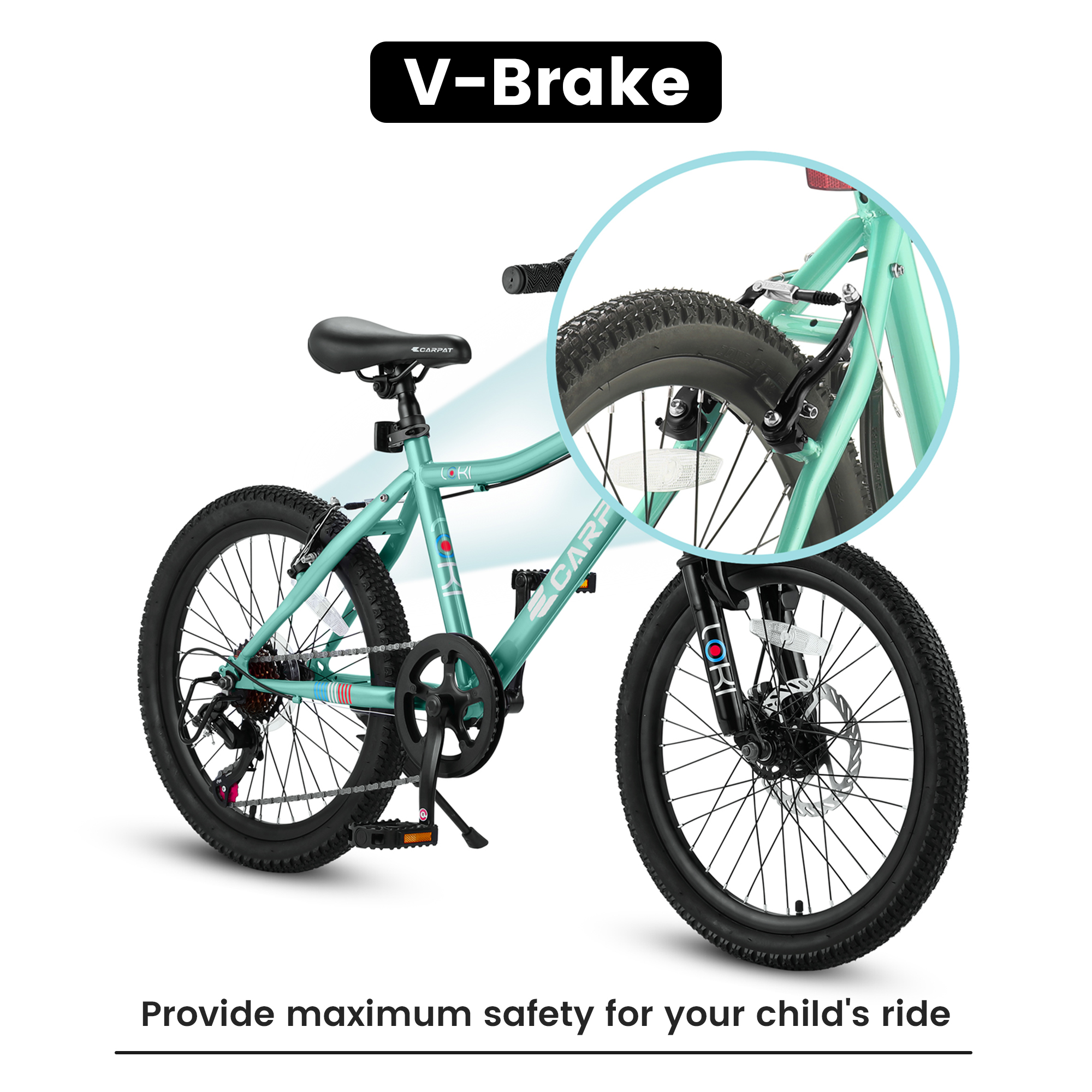 Nyddle 20 Inch Kids'Bike,Boys & Girls Mountain Bike for Ages 8-12,7-Speed Youth Bicycle,Front Suspension,Disc Brake & Rear V-Brake,High-Steel Frame,Green
