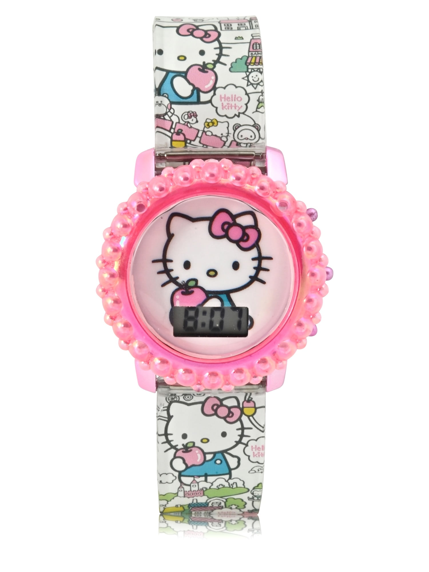 HK4166WM Hello Kitty Kids Molded Case Flashing Lights LCD Watch