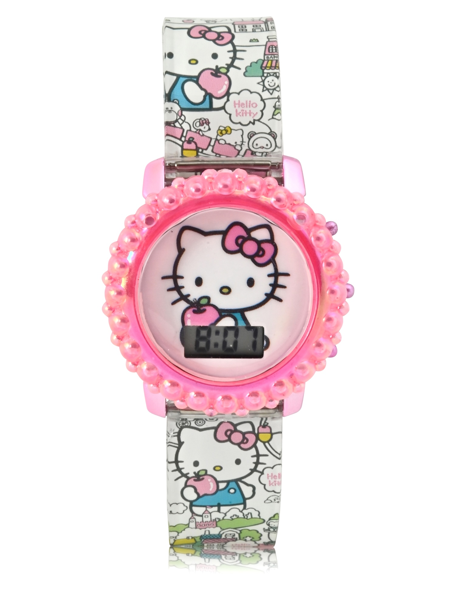 HK4166WM Hello Kitty Kids Molded Case Flashing Lights LCD Watch with Printed Strap - image 3 of 3