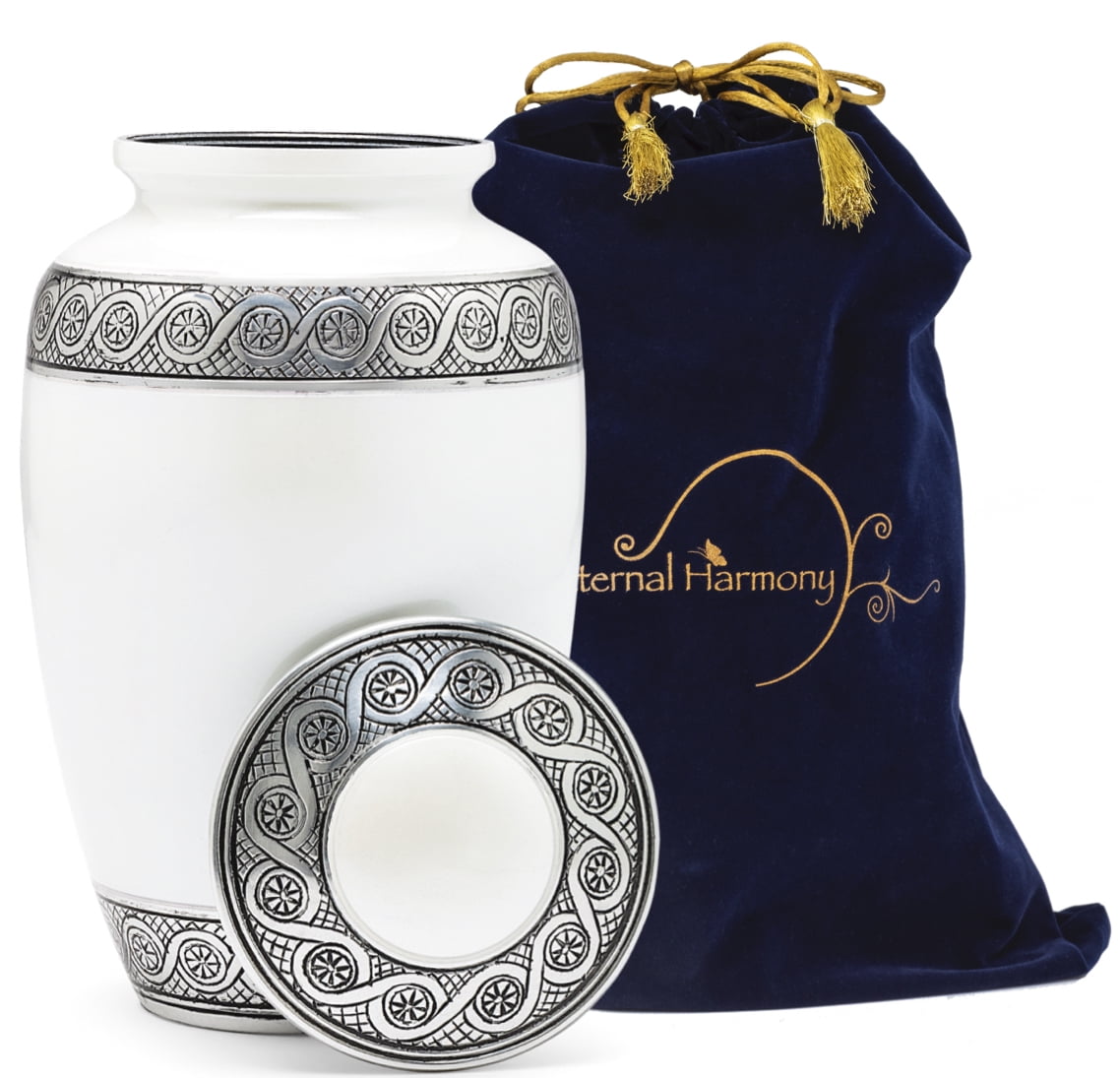Eternal Harmony Cremation Urn for Human Ashes | Memorial Urn Carefully Handcrafted with Elegant Finishes to Honor and Remember Your Loved One | Adult Urn Large Size with Beautiful Velvet Bag