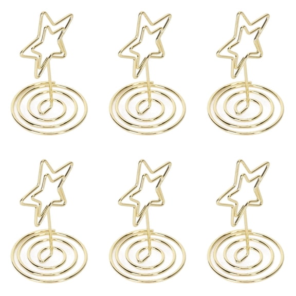 YAHHU 20PCS Gold-Plated 5-Point Cute Star Photo & Business Card Holders – Mini Table Number & Sticky Note Stand