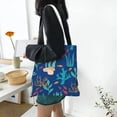 thumbnail image 4 of DouZhe Reusable Grocery Bags, Ocean Plants Seaweeds Corals Lightweight Polyester Canvas Cloth Tote Bag for Travle Gym Shopping School, 15" x 16", 4 of 7