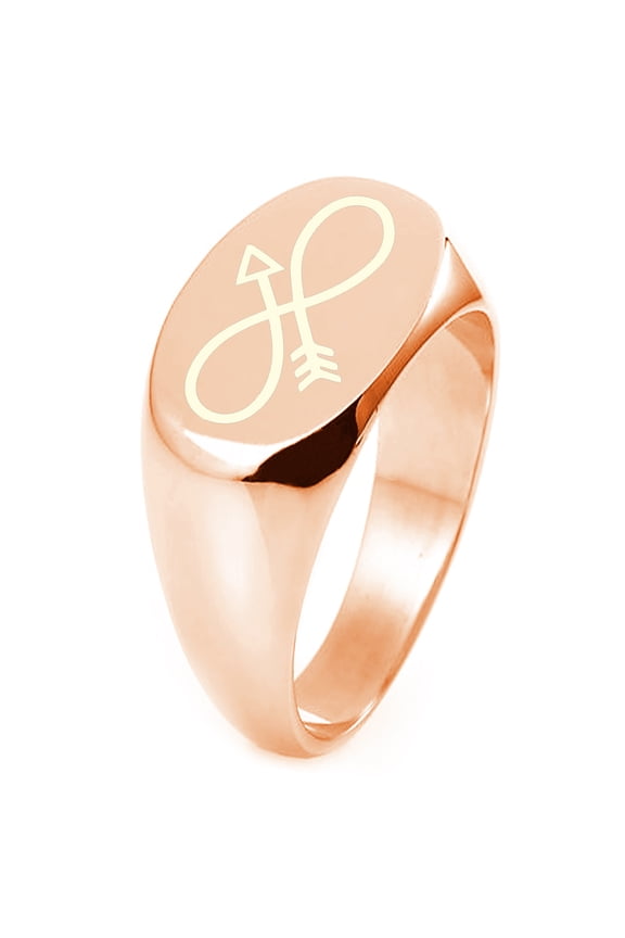 Sterling Silver Infinity Arrow Engraved Oval Flat Top Polished Ring