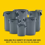 Rubbermaid Commercial Products Rubbermaid Commercial Round Brute Container Plastic 32 gal Dark Green 2632DGR — Home & Garage Storage, Stackable Design