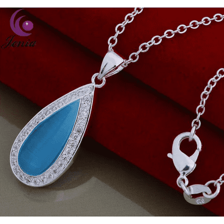 Aqua Titanium Necklace - Oceanic Aqua Pearl Cat Eye Waterdrop Necklace Aqua