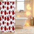 thumbnail image 3 of Erosebridal Playful Bug Ladybug Shower Curtain 72Wx72L,Cute Heart Bathroom Curtain,White Black, 3 of 5