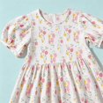 thumbnail image 5 of Zpanxa Girl Dress Girl's Daily A-line Dress Floral Ruffle Short Sleeve Round Neck Casual Dresses Pink 7 Years, 5 of 5