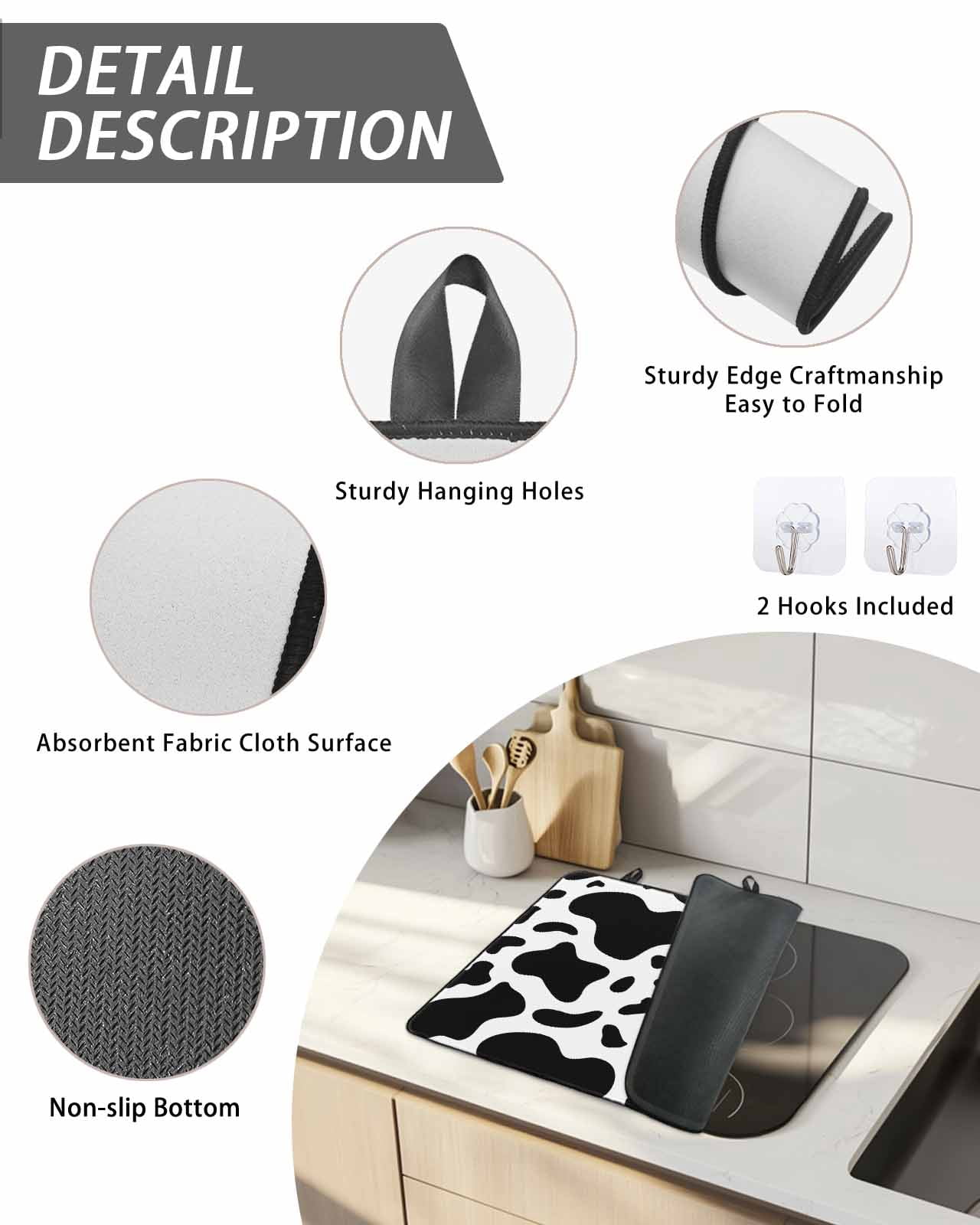 Stove Top Covers for Electric Stove, Black and White Glass Stovetop Cover Protector, Farmhouse Cow Black White Induction Cooktop Protector Oven Mat for Kitchen Countertop 24"x21"
