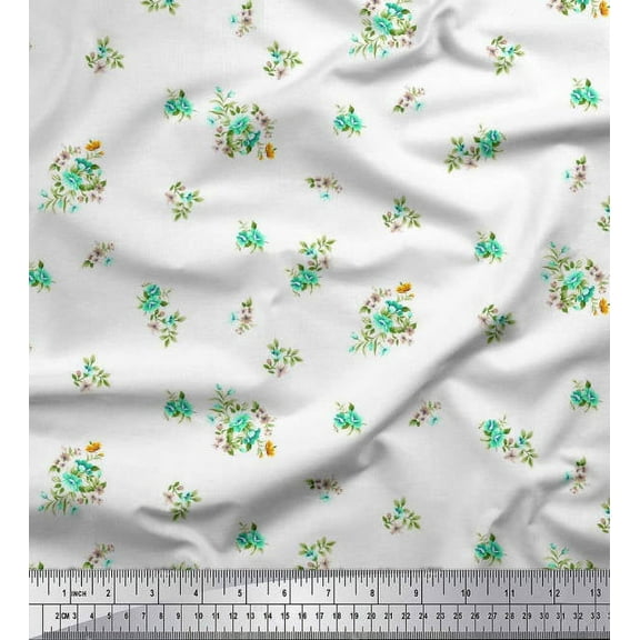 Soimoi Crepe Silk Fabric Leaves & Floral Night Wear Print Sewing Fabric Yard 42 Inch Wide
